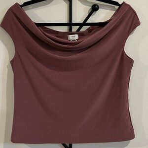 Aritzia Mauve Draped Neck Blouse